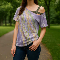 Purple Palaka Hawaii Leis Cross Shoulder Shirt Hawaiian-plaid Elegant Tropical Vibes LT14 - Polynesian Pride