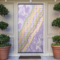 Purple Palaka Hawaii Leis Door Cover Hawaiian-plaid Elegant Tropical Vibes - Polynesian Pride