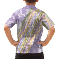 Purple Palaka Hawaii Leis Family Matching Off Shoulder Maxi Dress and Hawaiian Shirt Hawaiian-plaid Elegant Tropical Vibes - Polynesian Pride