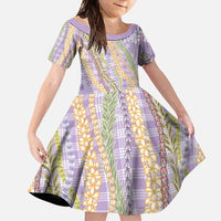 Purple Palaka Hawaii Leis Family Matching Off Shoulder Maxi Dress and Hawaiian Shirt Hawaiian-plaid Elegant Tropical Vibes - Polynesian Pride
