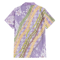 Purple Palaka Hawaii Leis Family Matching Off Shoulder Maxi Dress and Hawaiian Shirt Hawaiian-plaid Elegant Tropical Vibes - Polynesian Pride