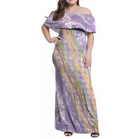 Purple Palaka Hawaii Leis Family Matching Off Shoulder Maxi Dress and Hawaiian Shirt Hawaiian-plaid Elegant Tropical Vibes - Polynesian Pride