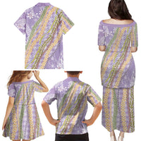 Purple Palaka Hawaii Leis Family Matching Puletasi and Hawaiian Shirt Hawaiian-plaid Elegant Tropical Vibes - Polynesian Pride