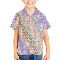 Purple Palaka Hawaii Leis Family Matching Puletasi and Hawaiian Shirt Hawaiian-plaid Elegant Tropical Vibes - Polynesian Pride
