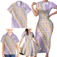 Purple Palaka Hawaii Leis Family Matching Short Sleeve Bodycon Dress and Hawaiian Shirt Hawaiian-plaid Elegant Tropical Vibes - Polynesian Pride