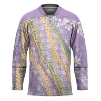 Purple Palaka Hawaii Leis Hockey Jersey Hawaiian-plaid Elegant Tropical Vibes LT14 Unisex Purple - Polynesian Pride