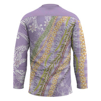 Purple Palaka Hawaii Leis Hockey Jersey Hawaiian-plaid Elegant Tropical Vibes LT14 - Polynesian Pride
