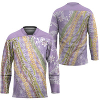 Purple Palaka Hawaii Leis Hockey Jersey Hawaiian-plaid Elegant Tropical Vibes LT14 - Polynesian Pride
