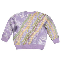 Purple Palaka Hawaii Leis Kid Ugly Christmas Sweater Hawaiian-plaid Elegant Tropical Vibes LT14 - Polynesian Pride
