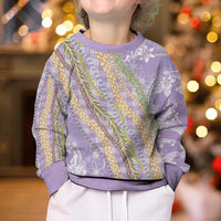 Purple Palaka Hawaii Leis Kid Ugly Christmas Sweater Hawaiian-plaid Elegant Tropical Vibes LT14 - Polynesian Pride