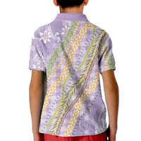 Purple Palaka Hawaii Leis Kid Polo Shirt Hawaiian-plaid Elegant Tropical Vibes LT14 - Polynesian Pride