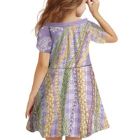Purple Palaka Hawaii Leis Kid Short Sleeve Dress Hawaiian-plaid Elegant Tropical Vibes LT14 - Polynesian Pride