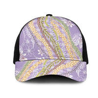 Purple Palaka Hawaii Leis Mesh Trucker Cap Hawaiian-plaid Elegant Tropical Vibes LT14 One Size Black Purple - Polynesian Pride
