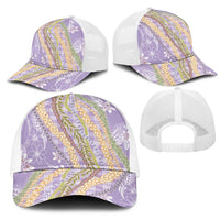 Purple Palaka Hawaii Leis Mesh Trucker Cap Hawaiian-plaid Elegant Tropical Vibes LT14 - Polynesian Pride