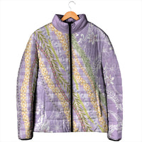 Purple Palaka Hawaii Leis Padded Jacket Hawaiian-plaid Elegant Tropical Vibes LT14 - Polynesian Pride