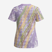 Purple Palaka Hawaii Leis Scrub Top Hawaiian-plaid Elegant Tropical Vibes LT14 - Polynesian Pride