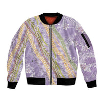 Purple Palaka Hawaii Leis Sleeve Zip Bomber Jacket Hawaiian-plaid Elegant Tropical Vibes LT14 Unisex Purple - Polynesian Pride