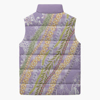 Purple Palaka Hawaii Leis Sleeveless Puffer Jacket Hawaiian-plaid Elegant Tropical Vibes LT14 - Polynesian Pride