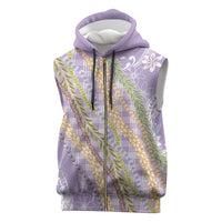 Purple Palaka Hawaii Leis Sleeveless Zip Hoodie Hawaiian-plaid Elegant Tropical Vibes LT14 Purple - Polynesian Pride