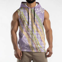 Purple Palaka Hawaii Leis Sleeveless Zip Hoodie Hawaiian-plaid Elegant Tropical Vibes LT14 - Polynesian Pride