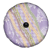 Purple Palaka Hawaii Leis Spare Tire Cover Hawaiian-plaid Elegant Tropical Vibes - Polynesian Pride
