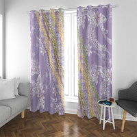 Purple Palaka Hawaii Leis Window Curtain Hawaiian-plaid Elegant Tropical Vibes - Polynesian Pride