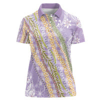Purple Palaka Hawaii Leis Women Polo Shirt Hawaiian-plaid Elegant Tropical Vibes LT14 Female Purple - Polynesian Pride