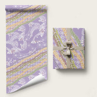 Purple Palaka Hawaii Leis Wrapping Paper Hawaiian-plaid Elegant Tropical Vibes LT14 58" × 23" Purple - Polynesian Pride