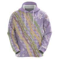 Purple Palaka Hawaii Leis Zip Hoodie Hawaiian-plaid Elegant Tropical Vibes - Polynesian Pride