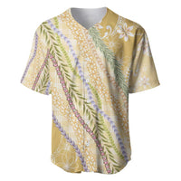 Yellow Palaka Hawaii Leis Baseball Jersey Hawaiian-plaid Elegant Tropical Vibes LT14 Yellow - Polynesian Pride