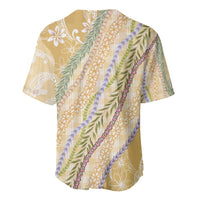 Yellow Palaka Hawaii Leis Baseball Jersey Hawaiian-plaid Elegant Tropical Vibes LT14 - Polynesian Pride
