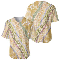 Yellow Palaka Hawaii Leis Baseball Jersey Hawaiian-plaid Elegant Tropical Vibes LT14 - Polynesian Pride