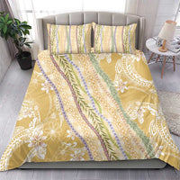 Yellow Palaka Hawaii Leis Bedding Set Hawaiian-plaid Elegant Tropical Vibes - Polynesian Pride