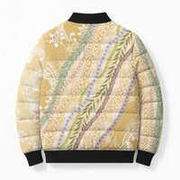 Yellow Palaka Hawaii Leis Bomber Puffer Jacket Hawaiian-plaid Elegant Tropical Vibes LT14 - Polynesian Pride