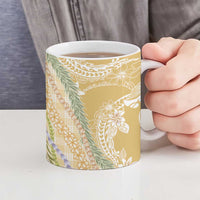 Yellow Palaka Hawaii Leis Ceramic Mug Hawaiian-plaid Elegant Tropical Vibes - Polynesian Pride