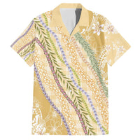 Yellow Palaka Hawaii Leis Family Matching Long Sleeve Bodycon Dress and Hawaiian Shirt Hawaiian-plaid Elegant Tropical Vibes - Polynesian Pride