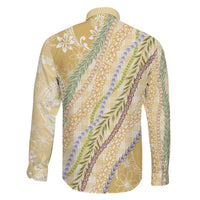 Yellow Palaka Hawaii Leis Family Matching Long Sleeve Bodycon Dress and Hawaiian Shirt Hawaiian-plaid Elegant Tropical Vibes - Polynesian Pride