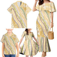 Yellow Palaka Hawaii Leis Family Matching Mermaid Dress and Hawaiian Shirt Hawaiian-plaid Elegant Tropical Vibes - Polynesian Pride