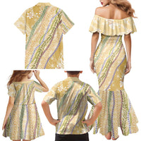 Yellow Palaka Hawaii Leis Family Matching Mermaid Dress and Hawaiian Shirt Hawaiian-plaid Elegant Tropical Vibes - Polynesian Pride