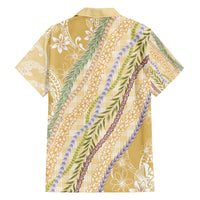 Yellow Palaka Hawaii Leis Family Matching Off The Shoulder Long Sleeve Dress and Hawaiian Shirt Hawaiian-plaid Elegant Tropical Vibes - Polynesian Pride