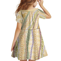 Yellow Palaka Hawaii Leis Family Matching Off Shoulder Short Dress and Hawaiian Shirt Hawaiian-plaid Elegant Tropical Vibes - Polynesian Pride