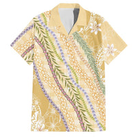 Yellow Palaka Hawaii Leis Family Matching Short Sleeve Bodycon Dress and Hawaiian Shirt Hawaiian-plaid Elegant Tropical Vibes LT14 Dad's Shirt - Short Sleeve Yellow - Polynesian Pride