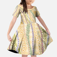 Yellow Palaka Hawaii Leis Family Matching Summer Maxi Dress and Hawaiian Shirt Hawaiian-plaid Elegant Tropical Vibes LT14 Daughter's Dress Yellow - Polynesian Pride