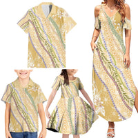 Yellow Palaka Hawaii Leis Family Matching Summer Maxi Dress and Hawaiian Shirt Hawaiian-plaid Elegant Tropical Vibes - Polynesian Pride