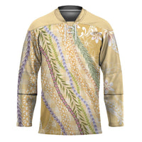 Yellow Palaka Hawaii Leis Hockey Jersey Hawaiian-plaid Elegant Tropical Vibes LT14 Unisex Yellow - Polynesian Pride
