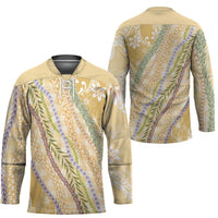 Yellow Palaka Hawaii Leis Hockey Jersey Hawaiian-plaid Elegant Tropical Vibes LT14 - Polynesian Pride
