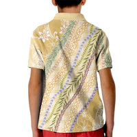 Yellow Palaka Hawaii Leis Kid Polo Shirt Hawaiian-plaid Elegant Tropical Vibes LT14 - Polynesian Pride