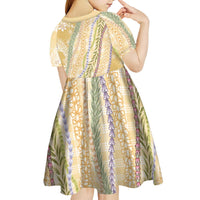 Yellow Palaka Hawaii Leis Kid Short Sleeve Dress Hawaiian-plaid Elegant Tropical Vibes LT14 - Polynesian Pride