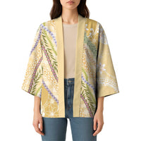 Yellow Palaka Hawaii Leis Kimono Hawaiian-plaid Elegant Tropical Vibes - Polynesian Pride