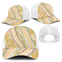 Yellow Palaka Hawaii Leis Mesh Trucker Cap Hawaiian-plaid Elegant Tropical Vibes - Polynesian Pride